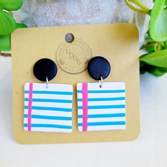 Clay earrings, notebook paper earrings, handmade, back to school jewelry - Picture 1 of 4